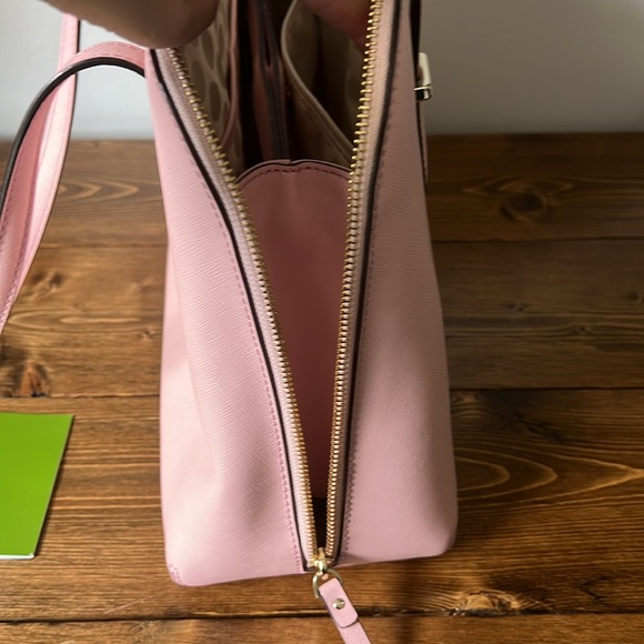 NWOT Kate Spade Light Pink, Double Zippered Bowling Shoulder Bag - Picture 9 of 13